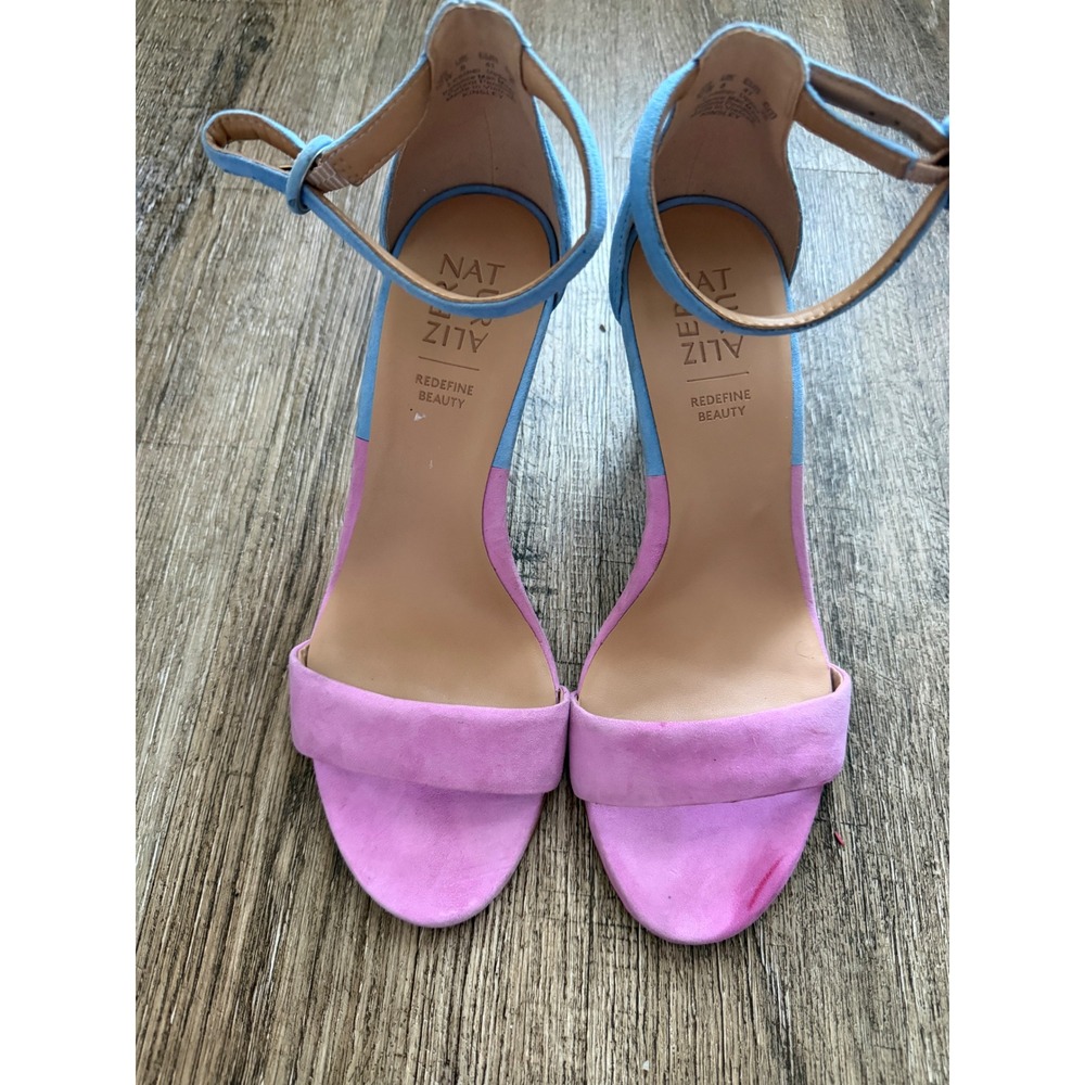 Naturalizer Kingsley Colorblock Suede Sandals Pink Blue Stiletto Heels Size 10‎